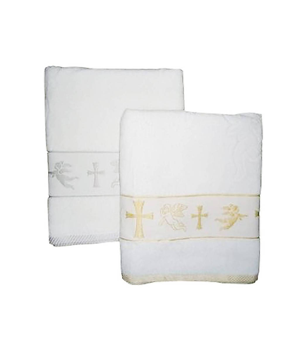 

Крыжма для крещения Турция Золото кресты с ангелами 5627 143х71 см, Золотистый