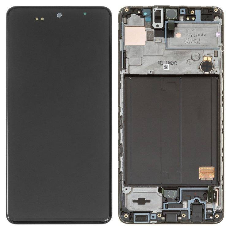 

Дисплей Samsung A515/A51 с тачскрином черным и корпусной рамкой OLED, Черный