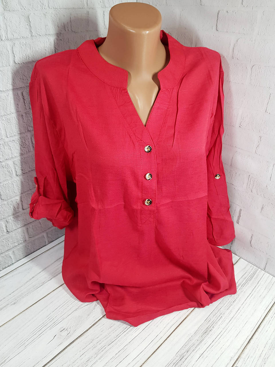 

Рубашка женская свободного кроя 54-56р. малиновая, Малиновый