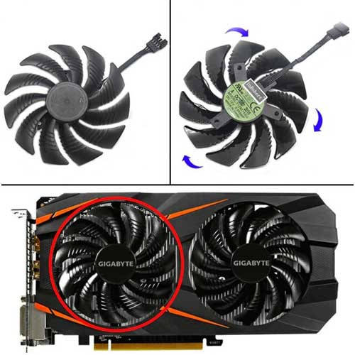 

Вентилятор 88мм 12В 4пин T129215SU-A Gigabyte GTX 1050 1060 1070 RX 470 580