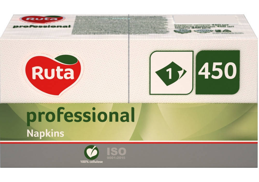 

Салфетки Ruta Professional белые 1-слойные 24х24 450 л