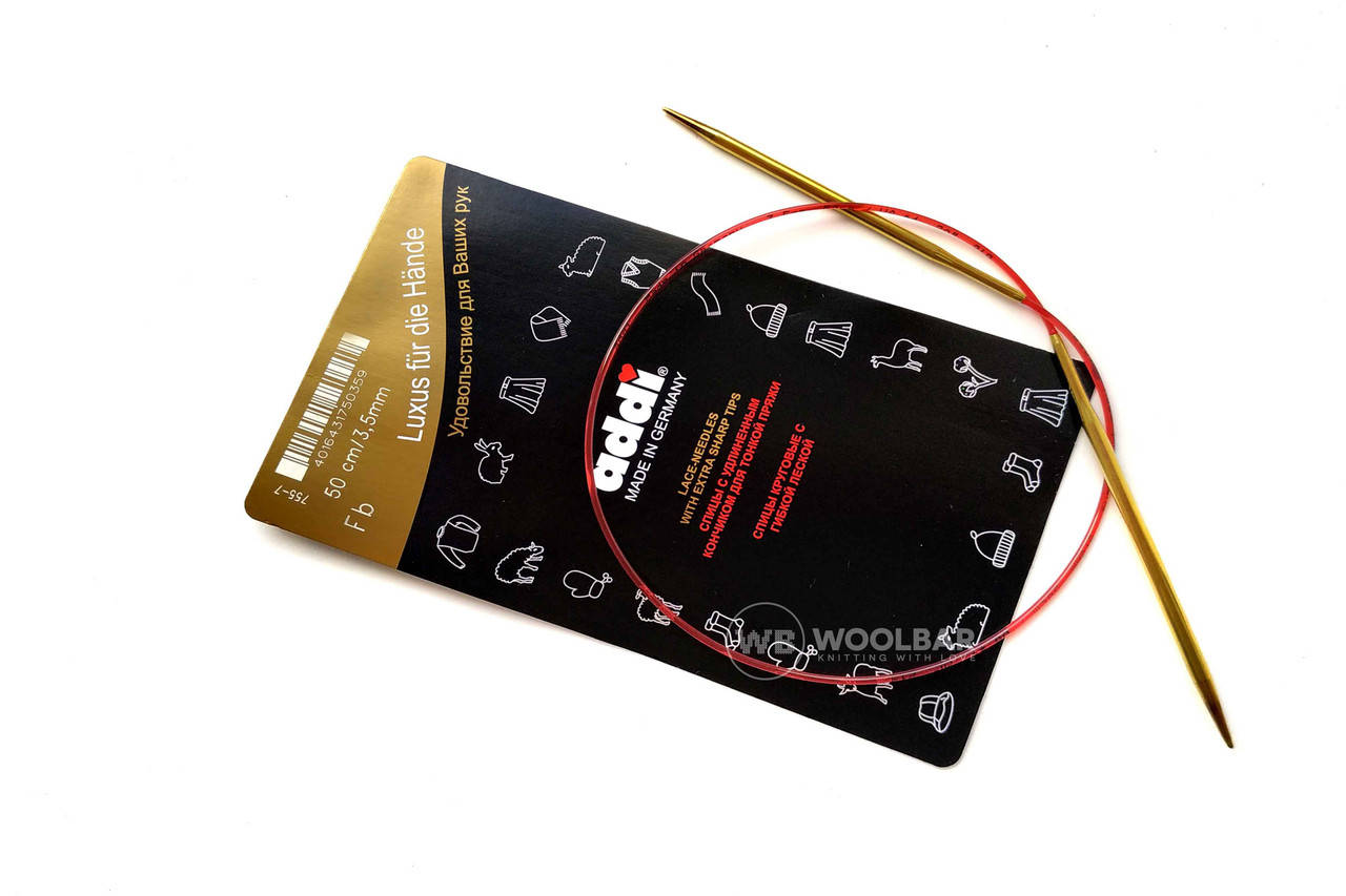 

Addi 755-7/50-3.50 Спицы круговые с удлиненным кончиком позолоченные, 50 см, 3.50 мм