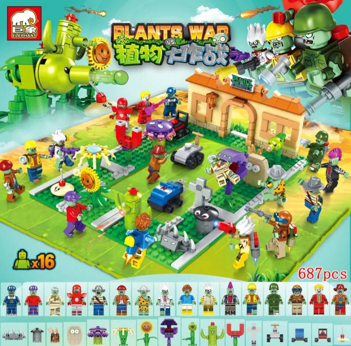 

Конструктор Plants vs Zombies + ПОДАРОК, 687 деталей JX90086 Растения против зомби