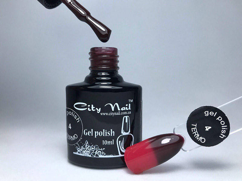 

Гель лак термо гель лак 4 от темно красного в бордовый CityNail 10 мл