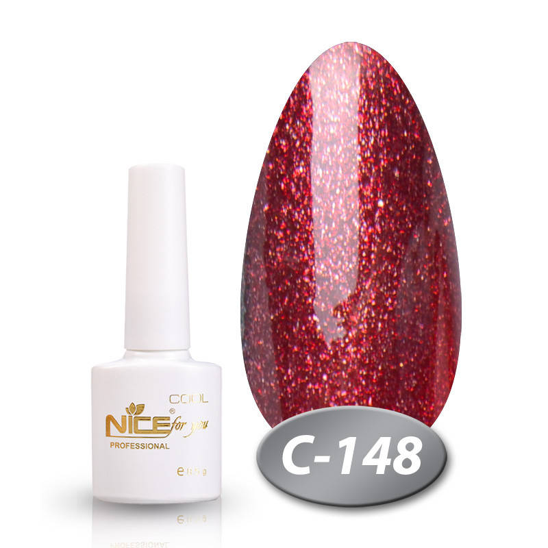 

Гель-лак Nice for you Cool С-148 винный с блестками 8,5 мл