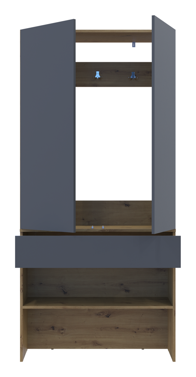 Передпокій Doros Спліт Дуб Артізан/Графіт ДСП 94х39х200 (44900271) 5