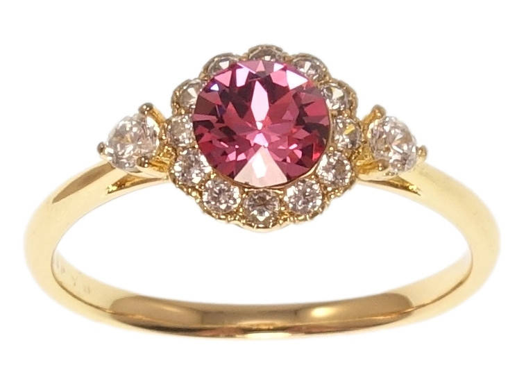 

Кольцо Xuping Позолота 18K с кр-ми Swarovski "Кристалл Rose в обрамлении циркония" р.18.5