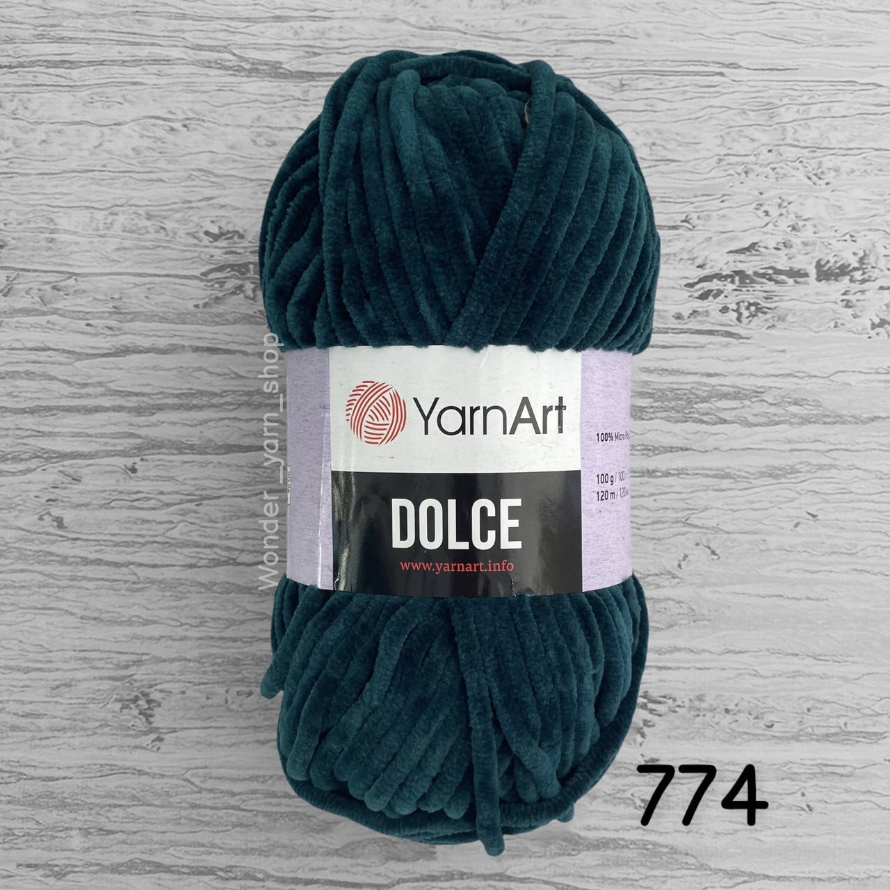 

Плюшевая пряжа YarnArt Dolce (ЯрнАрт Дольче) 774, темно-зелёный