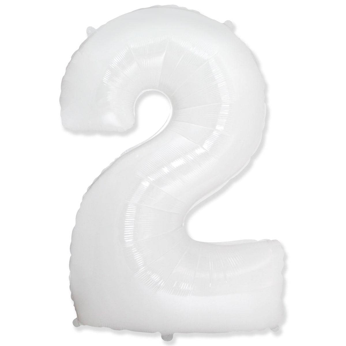 

FM 40" Цифра 2 Белая White Фольгированный шар, Белый