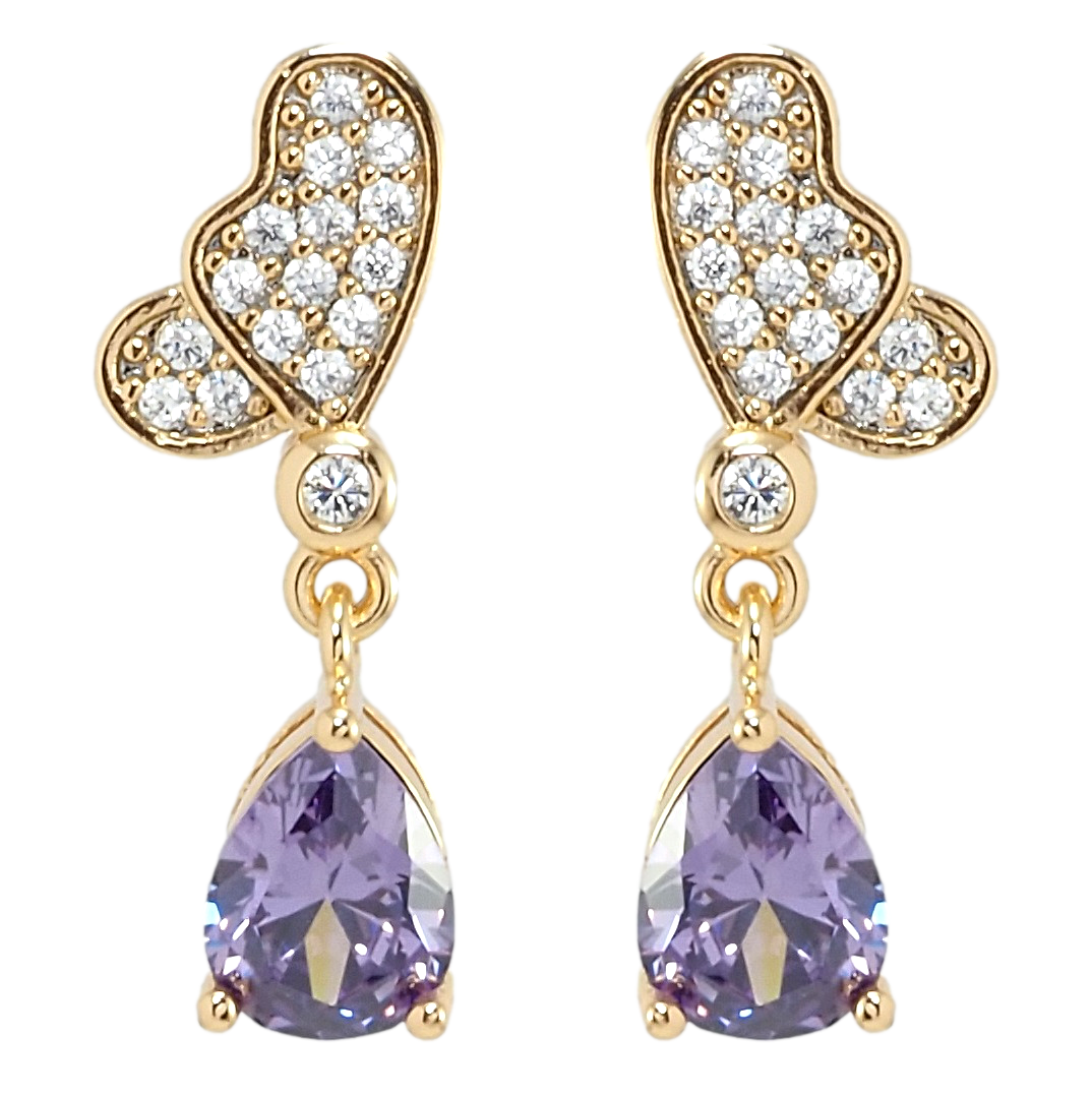 

Серьги Xuping Позолота 18K гвоздики (пусеты) "Бабочки с сиреневыми фианитами"