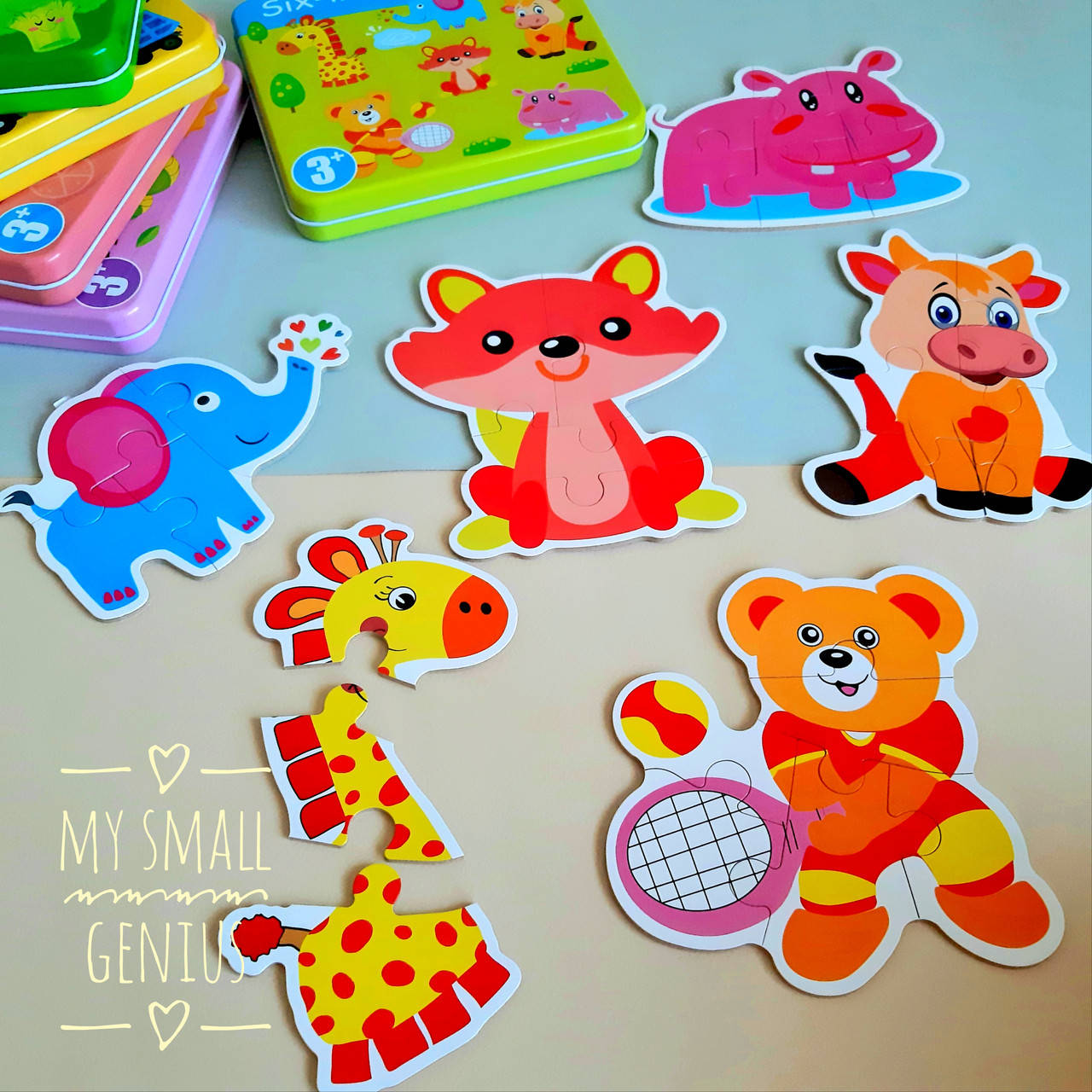 

ДЕРЕВЯННЫЙ ПАЗЛ в жестяной коробке для самых маленьких, деревянные игрушки, игрушки Монтессори