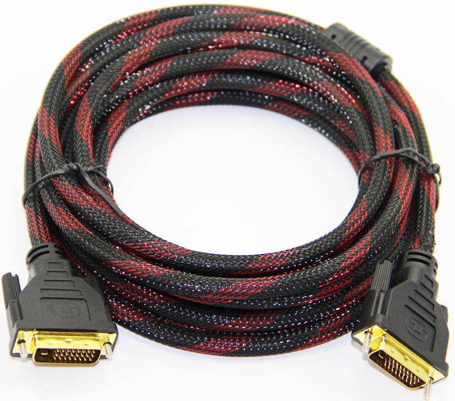

Кабель Merlion DVI - DVI 10м, 2 ферита, оплётка, Black