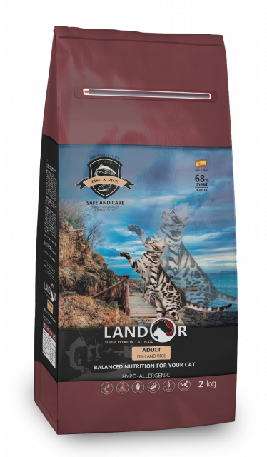 

LANDOR Adult Cats (32/12) для взрослых котов, рыба с рисом 0,4 кг