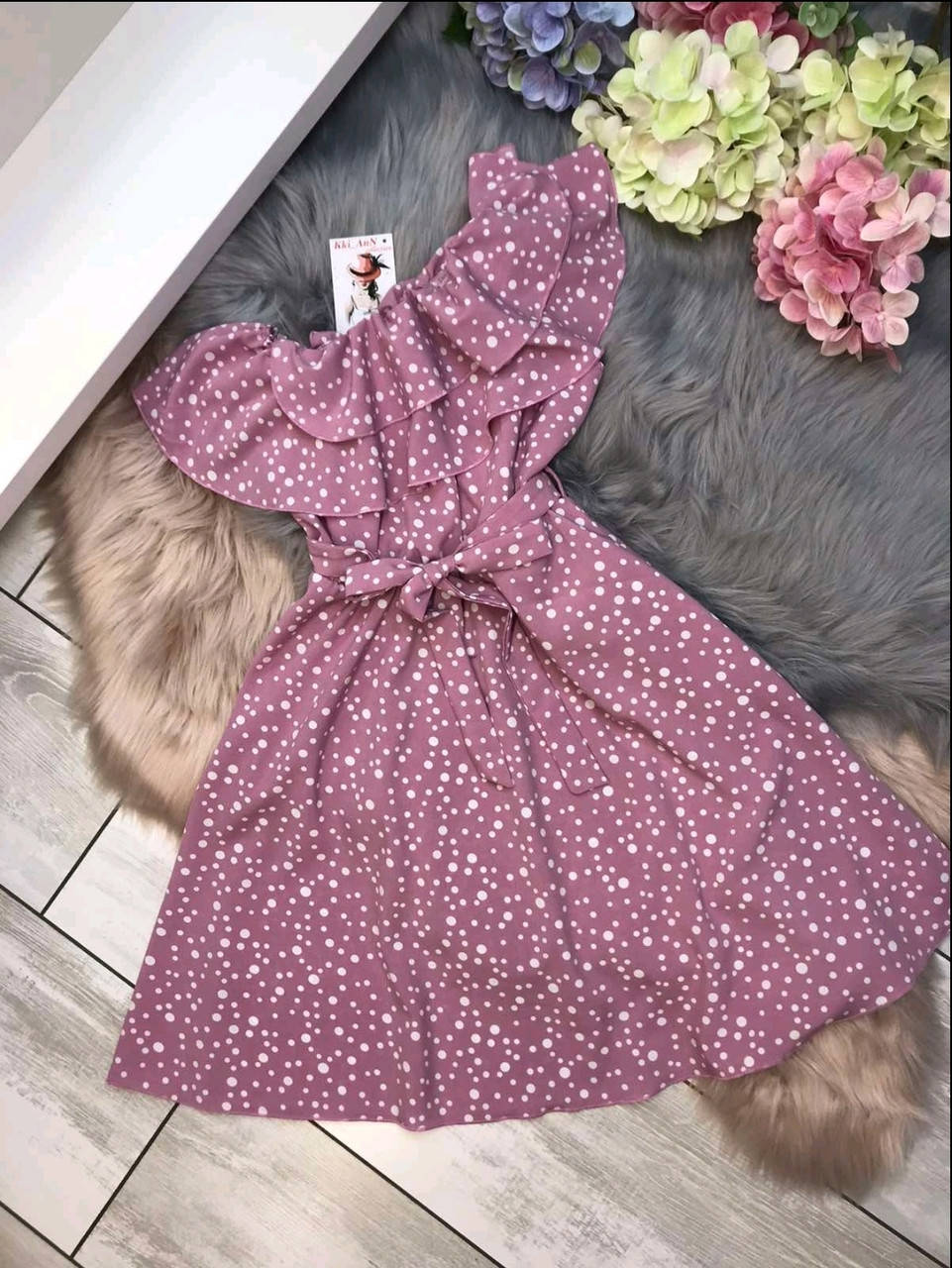 

Платье сарафан летнее розовое в горох для девочки 7, 8, 9, 10, 11 лет на рост 128,134,140,146 см, Розовый