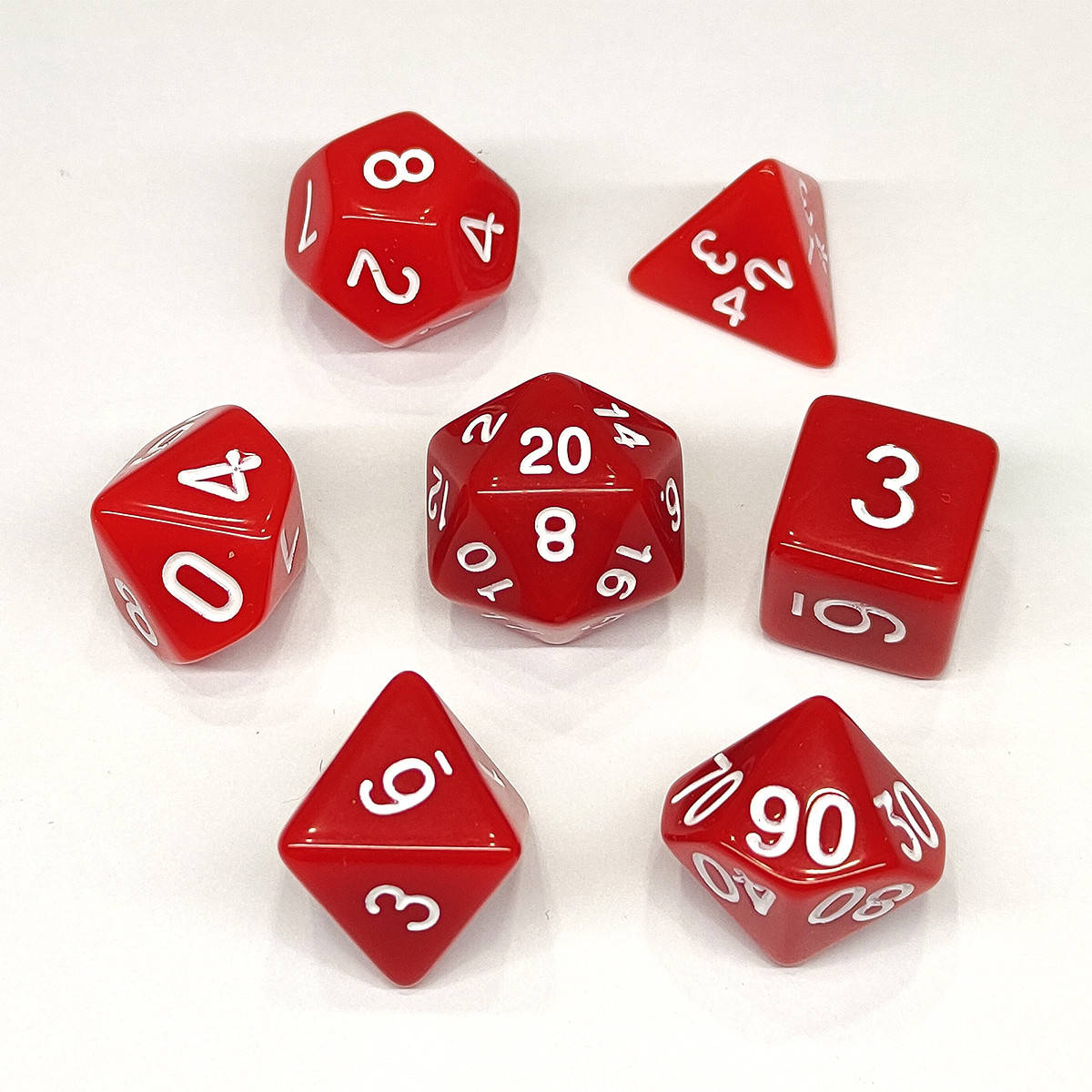 

Кубы красные. Набор из 7 шт для RPG систем.