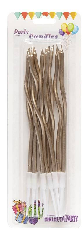 

Свечи для торта "Волнистые" хром 12 шт, розовое золото