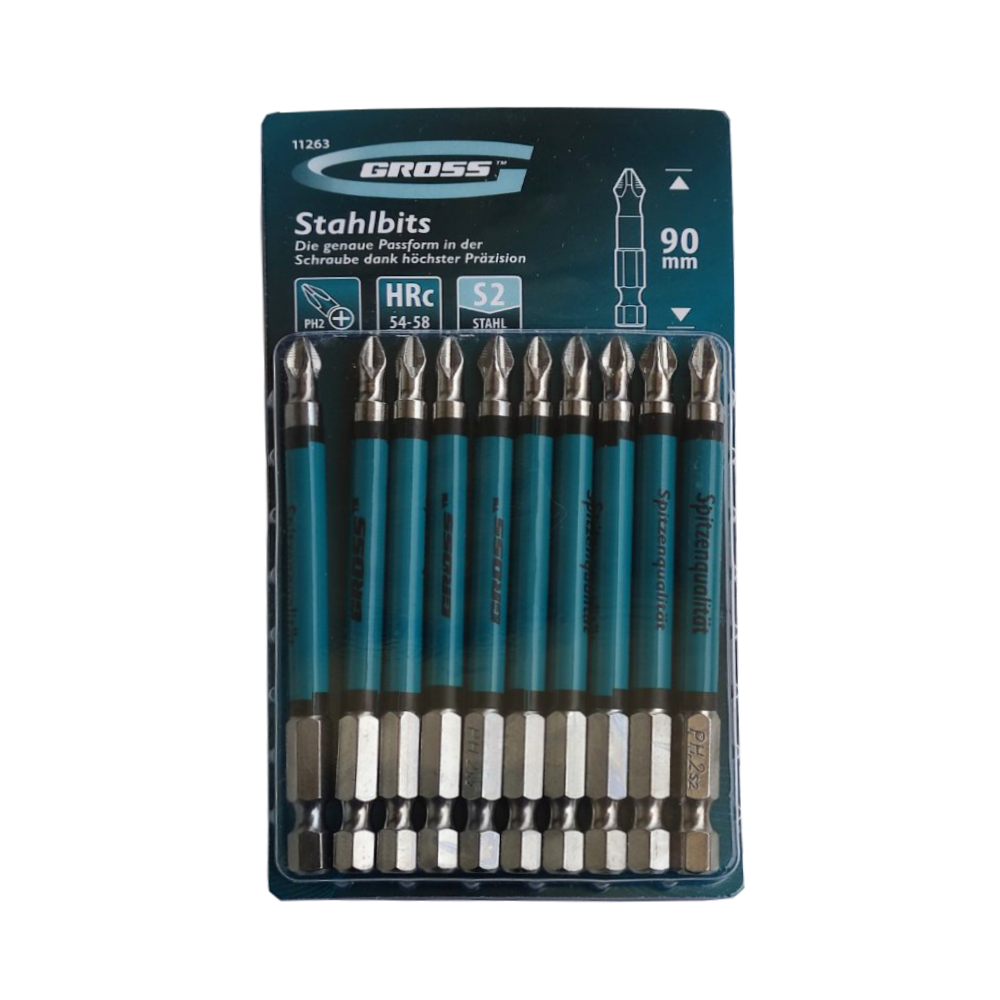 

Набір біт РН2х90 мм, сталь S2, 10 шт (GROSS 11263)