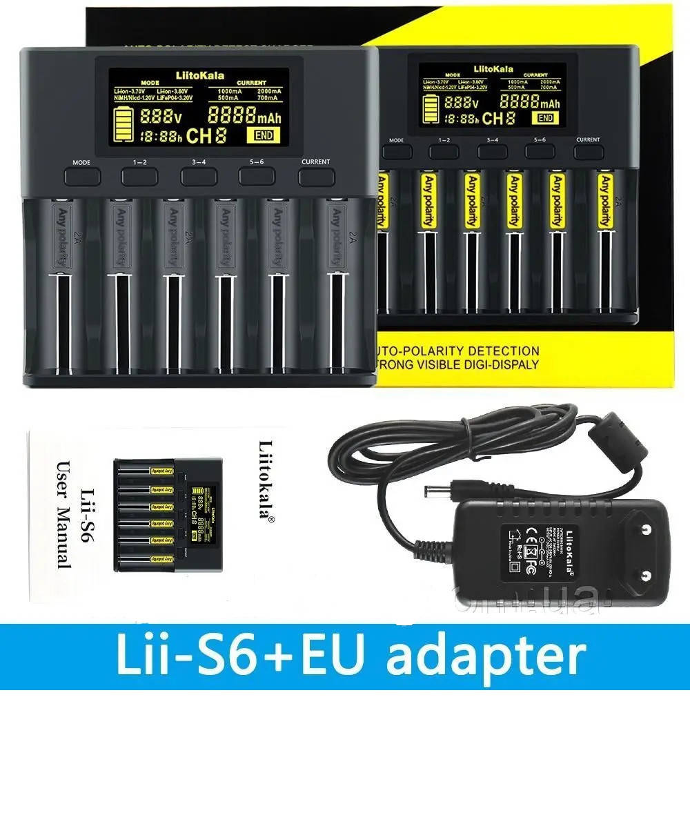 

LiitoKala Lii-S6 - Универсальное зарядное устройство для АА, ААА, 18650, 26650 и др Оригинал! Гарантия!