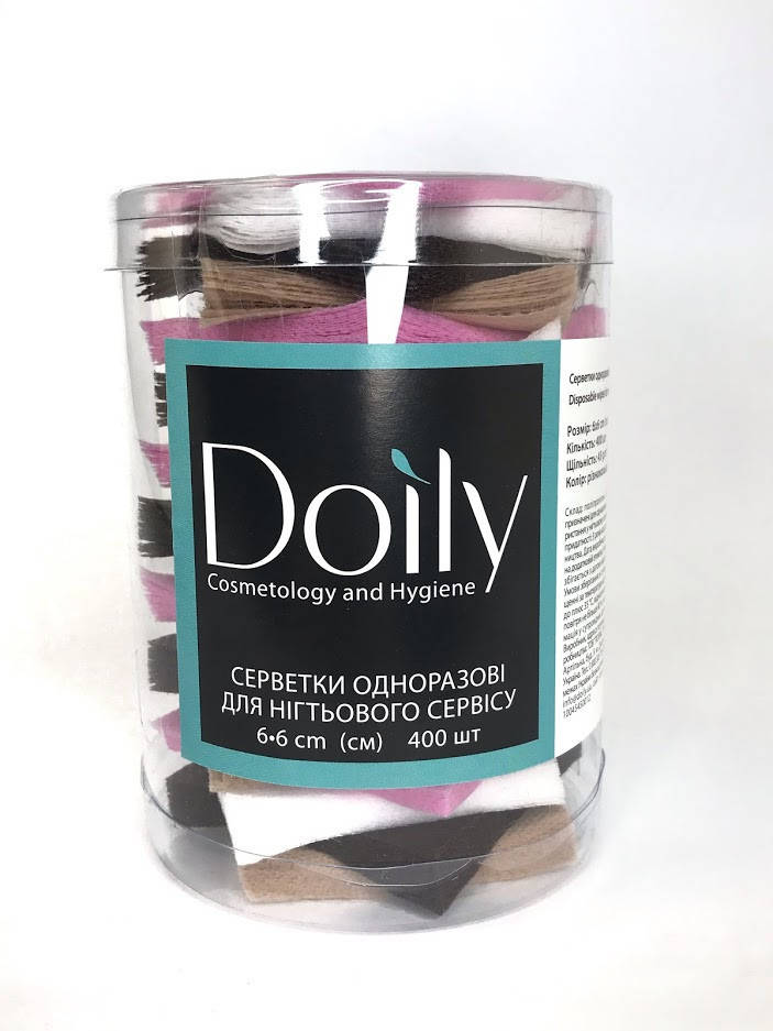 

Серветки для манікюра в тубусі 6 х 6 см Doily зі спанлейсу 400 шт, Разные цвета