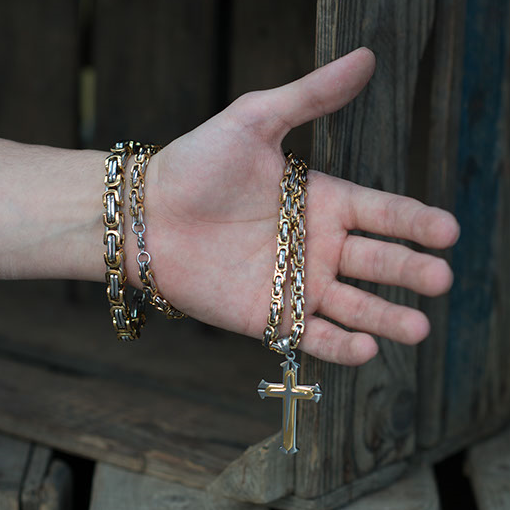 

Браслет + цепочка + крест Steel Rage