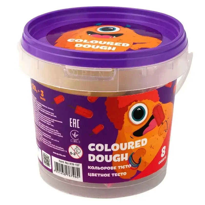 

Тесто для лепки "Kite" /K19-137/ 8*20г+2 формочки+стек "Jolliers", Разные цвета