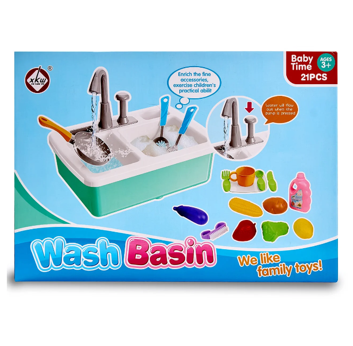 

Игровой набор "Кухонная мойка" с аксессуарами. Интерактивная детская кухня. Льется вода. Подарок для девочки.