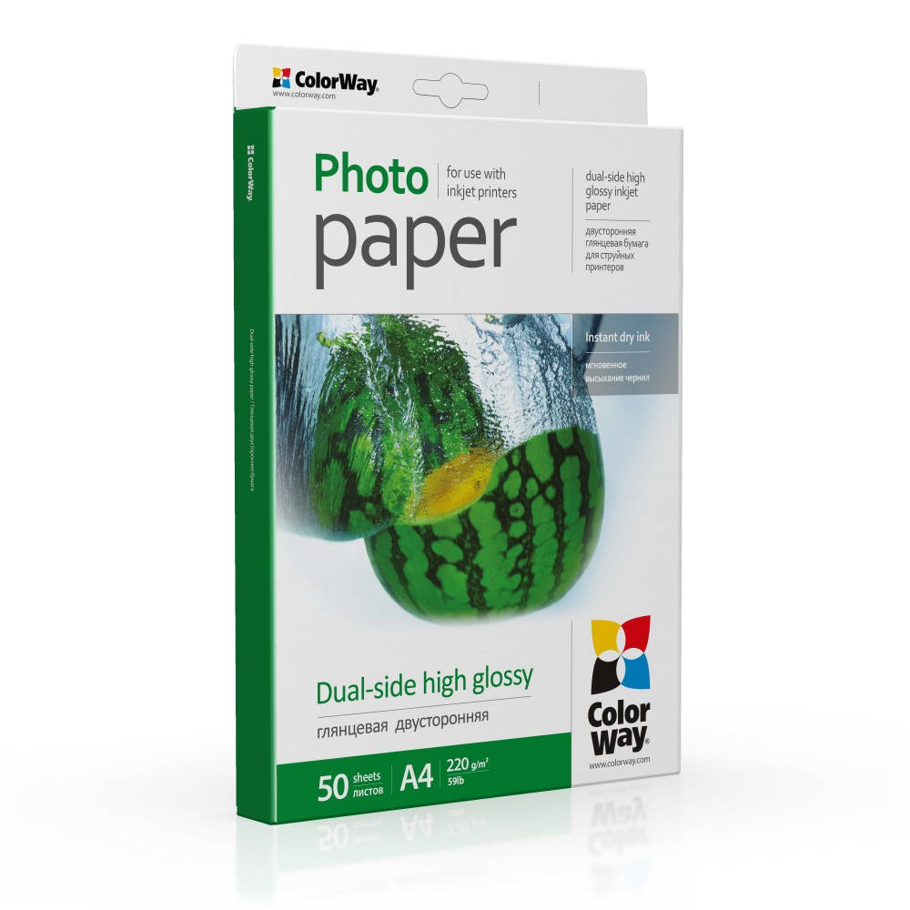

Фотобумага глянец 2-стор 220г/м, A4 (50 лист) PGD220050A4 ColorWay