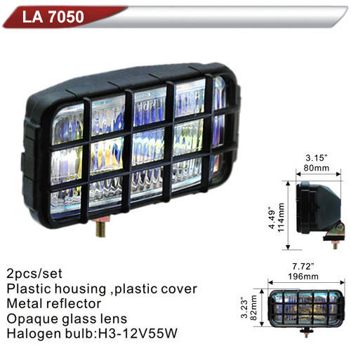 

Дополнительные фары противотуманные DLAA 7050 RY/H3-12V-55W/196*82mm/решетка пара