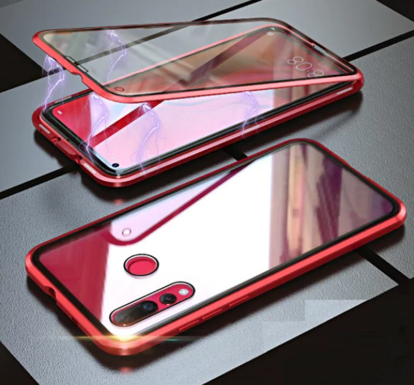

Магнитный металл чехол FULL GLASS 360° для Huawei Honor 8X / красный