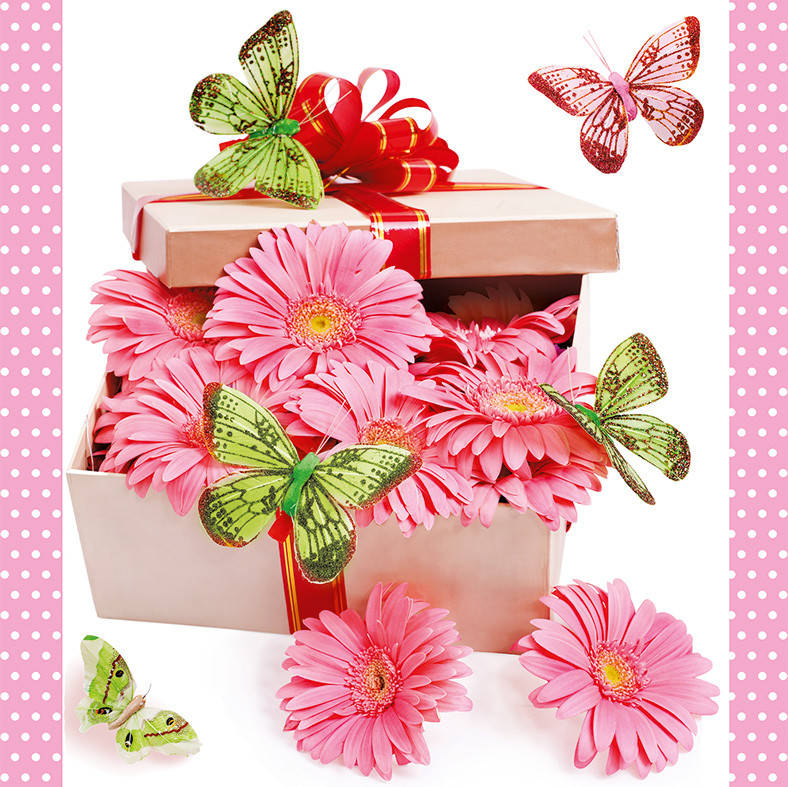 

Подарочные пакеты "Герберы" размер 16х16 см (6 шт/уп), Разные цвета