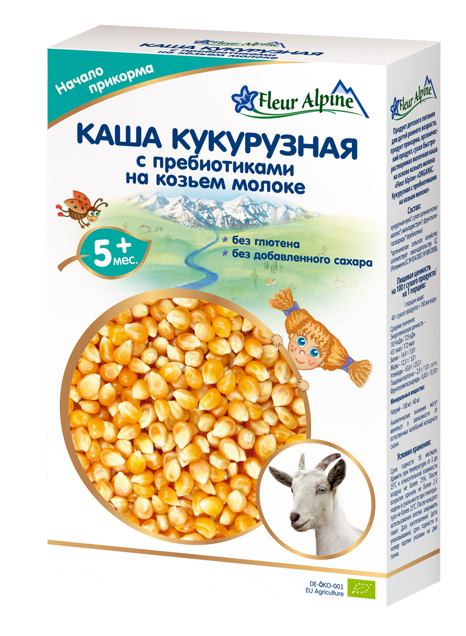 

Каша кукурузная с пребиотиками на козьем молоке Флёр Альпин, 200г