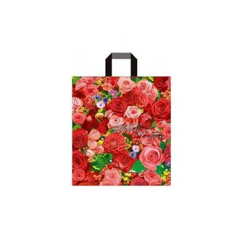 

Пакет с ручкой петлей Exstra Plast Цветы арт. 1513 (25шт), Черный