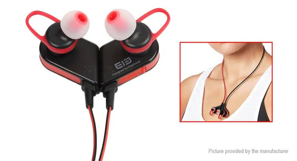 

Беспроводные Bluetooth наушники Elephone Rexso Listen 1 Wireless Sports с микрофоном (Red), Черный