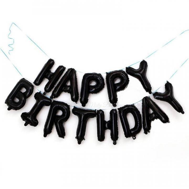 

Фольгированная гирлянда-надпись Happy Birthday чёрная, 16" 40 см, Черный