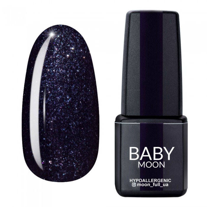 

Гель-лак Baby Moon Midnight №08, 6 мл (черный с блестками)
