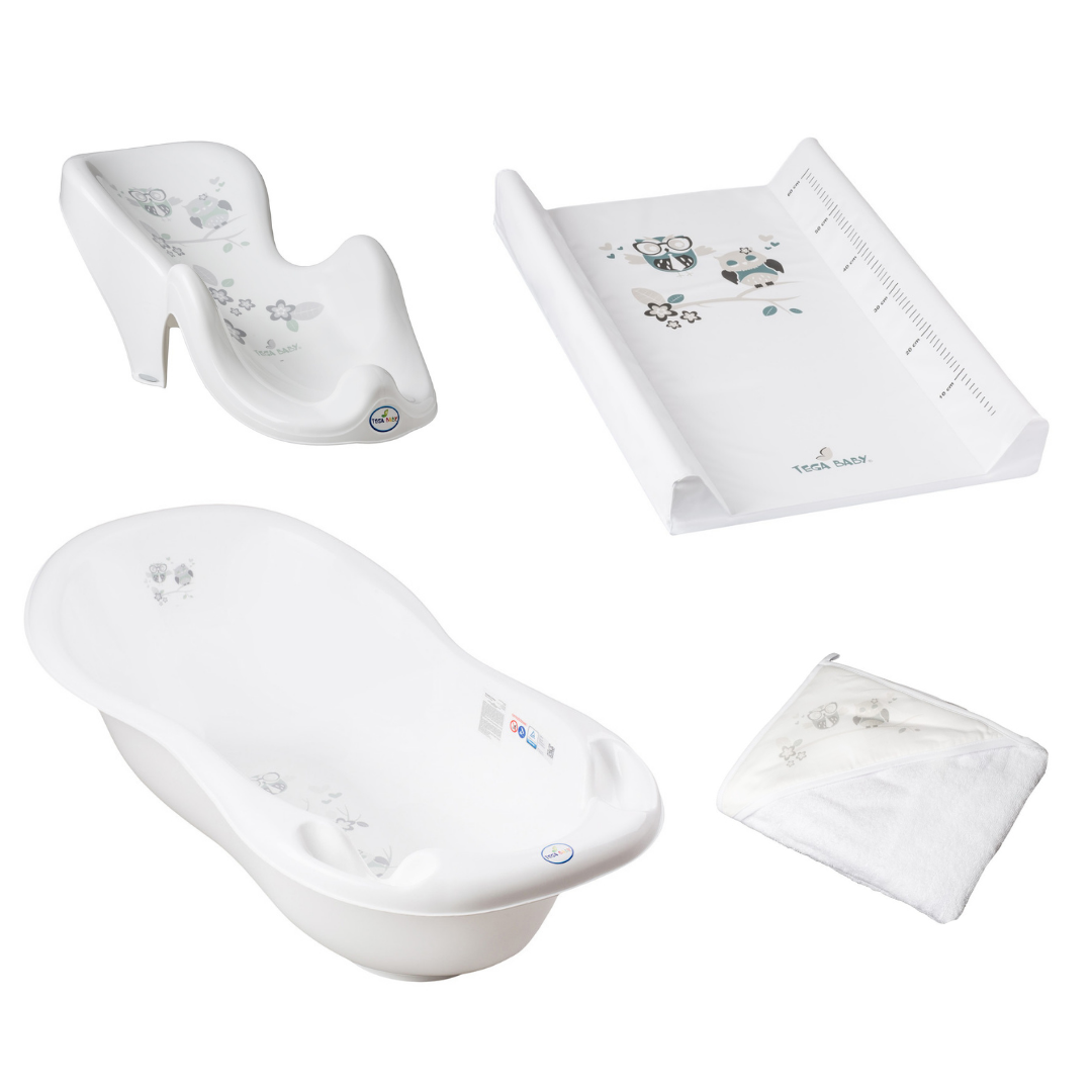 

Комплект 4 единицы - ванна 102 см, горка для купания, пеленатор, полотенце "Совы"