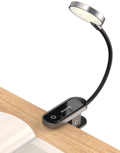 

Сенсорна лампа з прищіпкою з гнучкою ніжкою для читання BASEUS Mini Clip Lamp Чорний, Черный