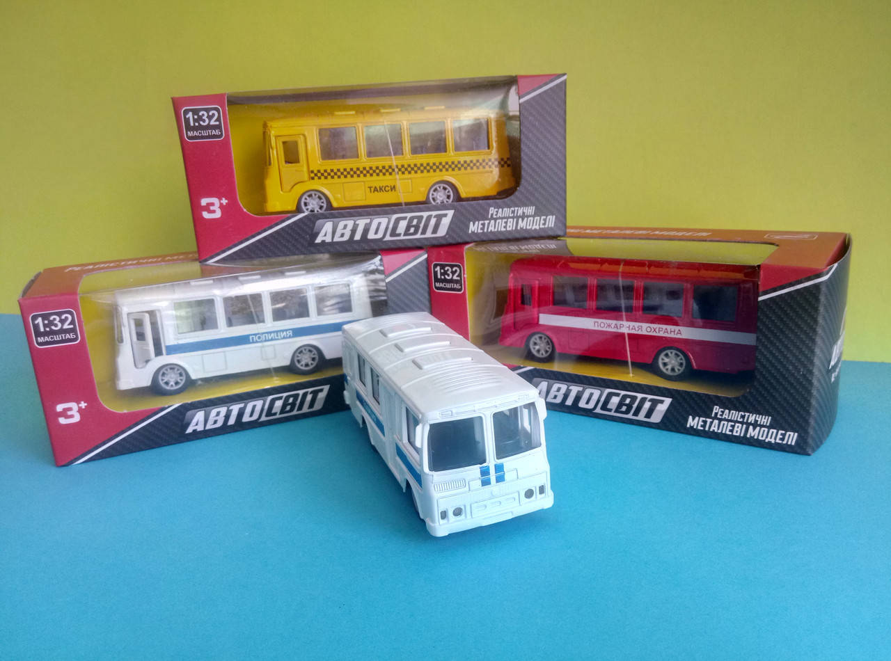 

Игрушка автобус ПАЗ 3 вида Автосвит, Разные цвета