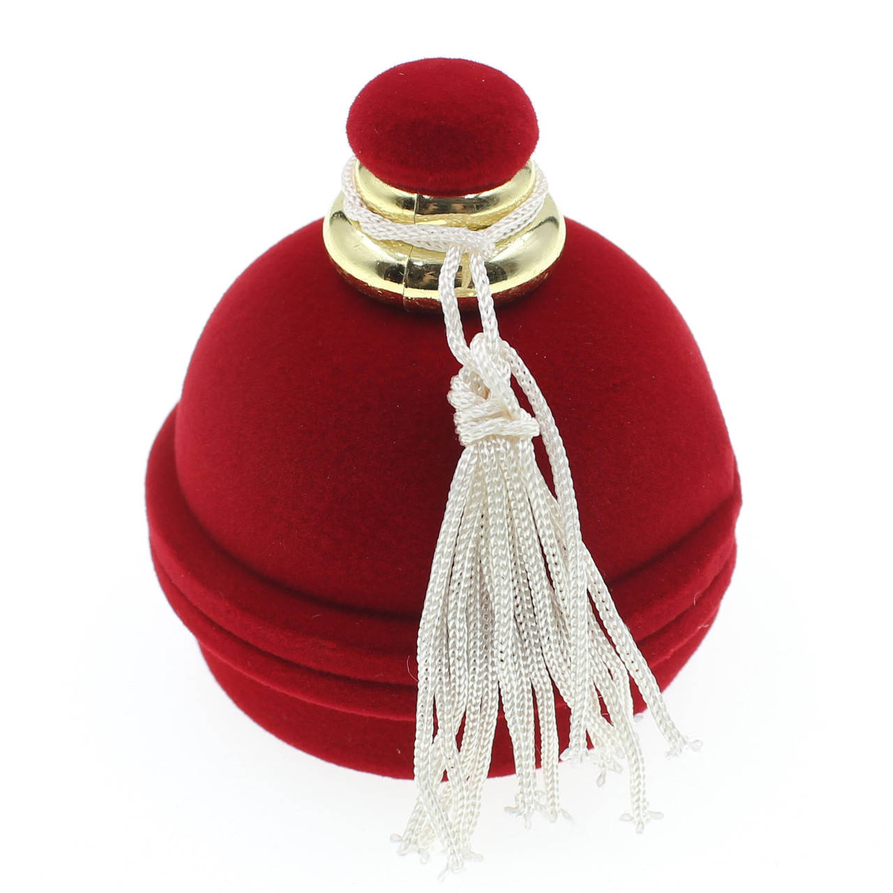 

Футляр флакон круглый с кисточкой красный бархатный для ювелирных изделий под кольцо или украшения 6х6х6 см