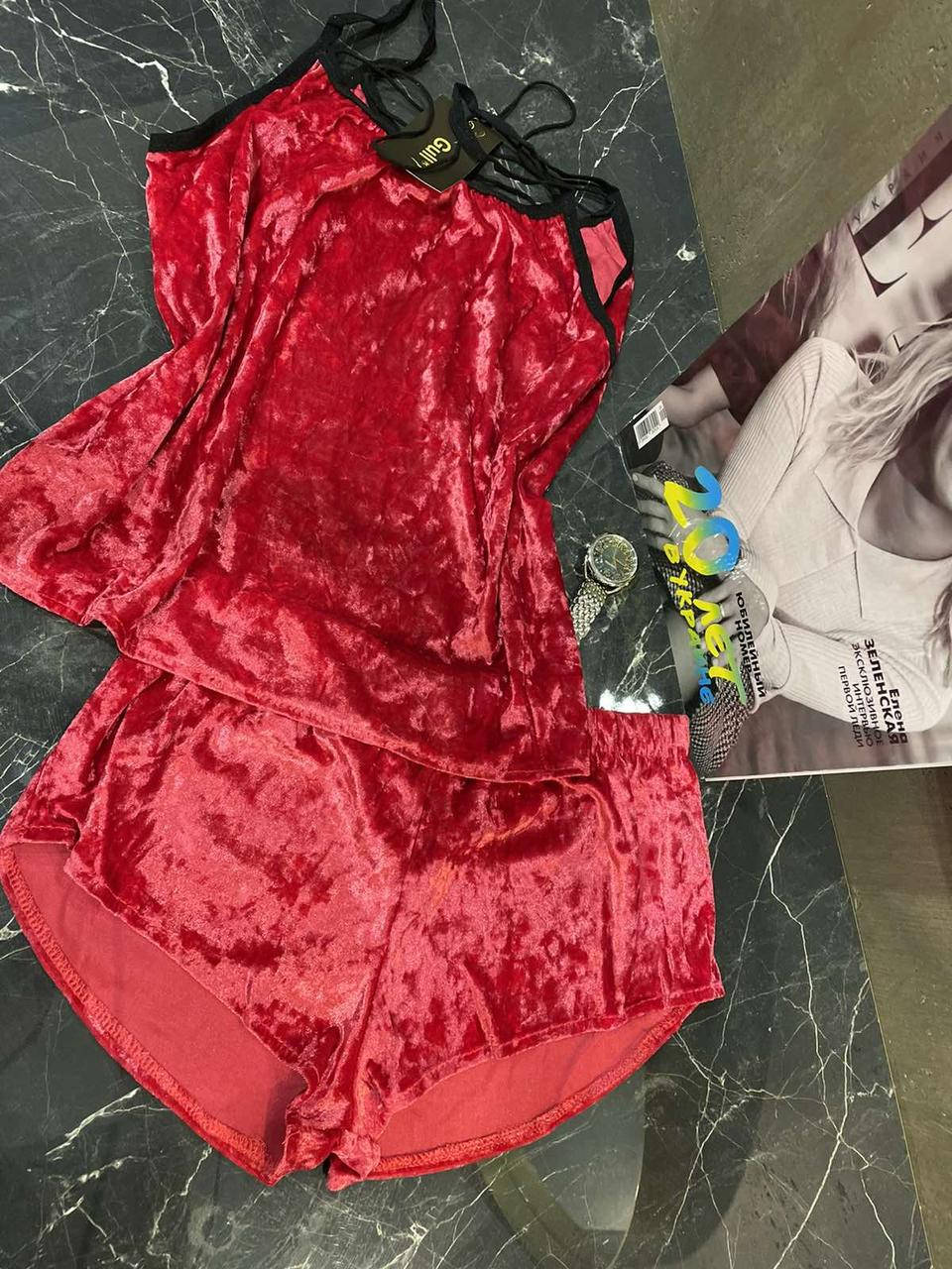 

Пижама из редкого турецкого мраморного велюра майка и шорты
