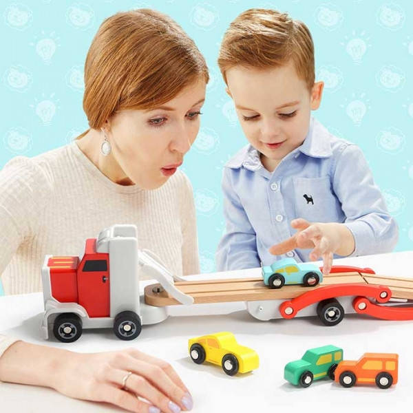 

Деревянный автовоз с машинками Top Bright 120327