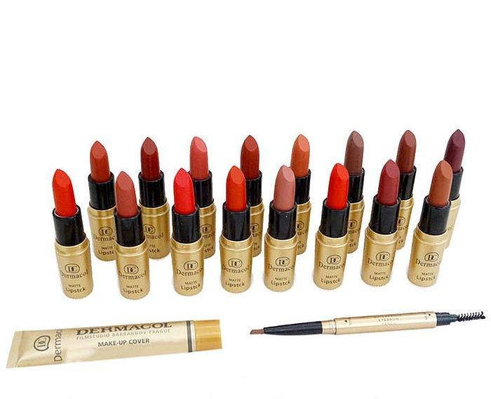 

18 in 1 Набор матовых помад Dermacol, тональный крем, карандаш для бровей