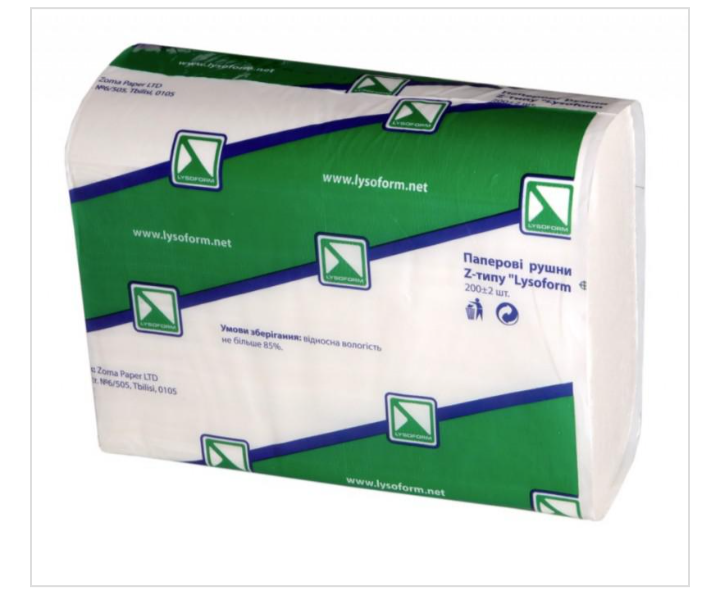 

Бумажные полотенца Z-типа Lysoform 200штук, Белый