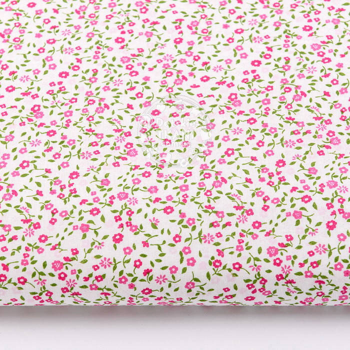 

Бязь с мелкими розовыми цветочками (№131)., Розовый