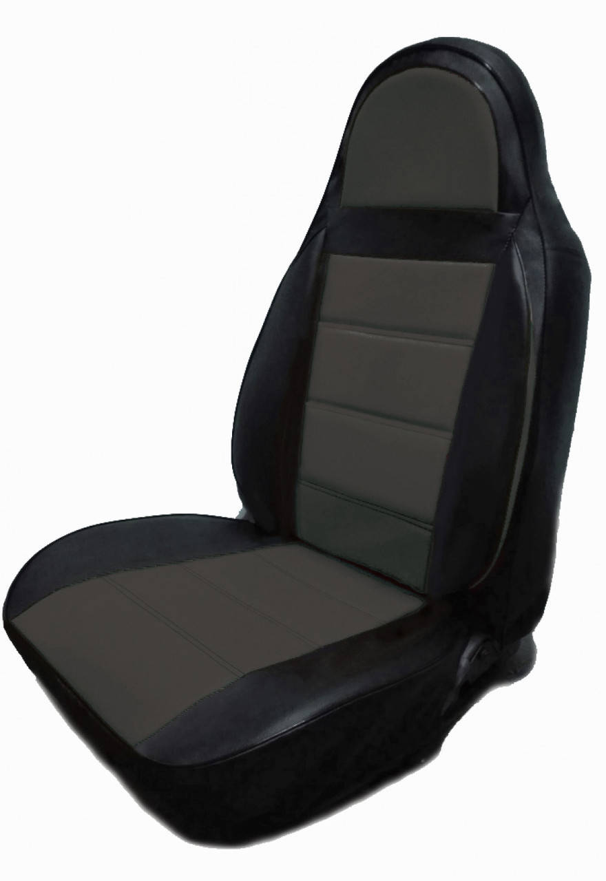 

Чехлы на сиденья БМВ Е39 (BMW E39) (универсальные, кожзам, пилот) черно-серый