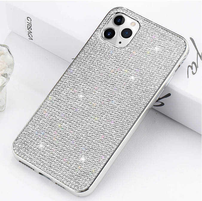 

Силиконовый чехол с камнями для Iphone 12 mini (5.4), Серебристый