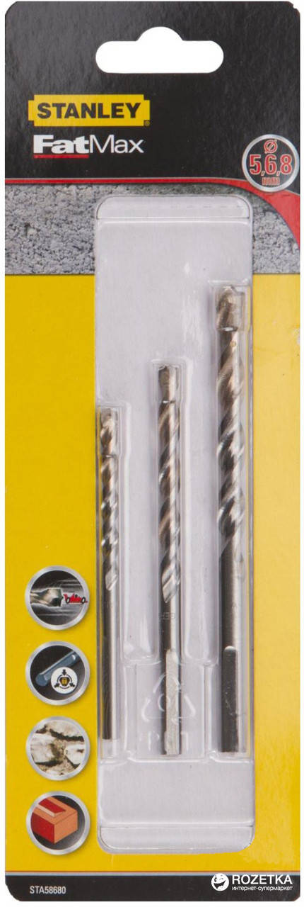 

Набор сверл по бетону 3 ед. (5,6,8 мм) Stanley STA58680