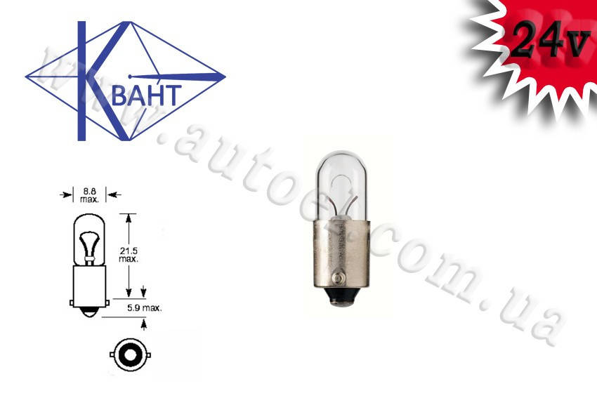 

Автомобильная лампа Квант T4W 24V 4W BA9s
