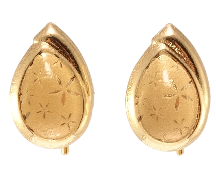 

Серьги Xuping Позолота 18K французский замок "Капельки с цветочным узором напылением" узор на одну сторону