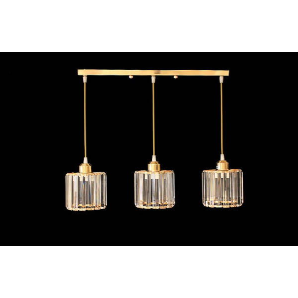 

Люстра подвесная на планке с плафоном из хрусталя Linisoln 7003R-3 CH FG BK, Хром